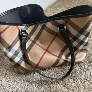 Burberry Beige and Black Plaid Tote